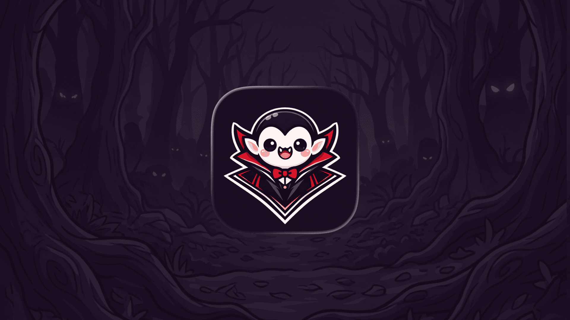 Logo WaterVamp, un vampire chibi dans une forêt sombre